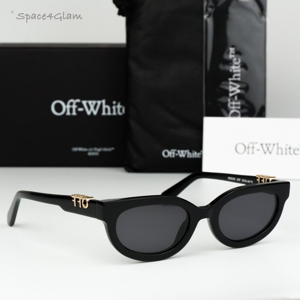 Off-White Women Sunglasses Black Grey Cat Eye OERI13D SPARKS 1007 NEW AUTHENTIC